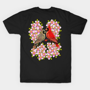 Red Cardinal in love dogwood flower North Carolina Virginia T-Shirt